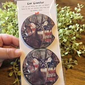 Deer Print Car Coasters